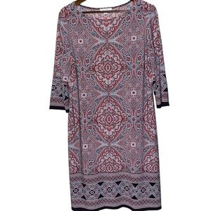 London Style Paisley Sheath Dress Women 14 Grannycore Church Dinner‎